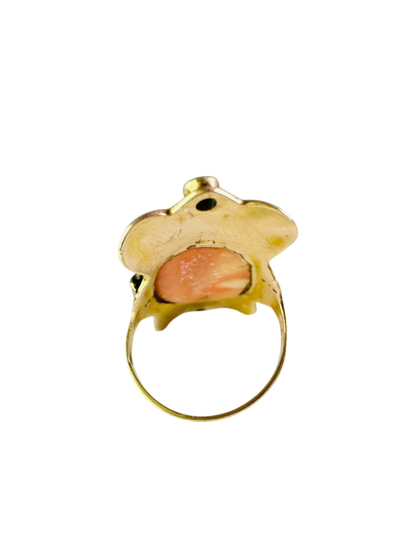 Vintage Coral Cameo Signet Style Ring