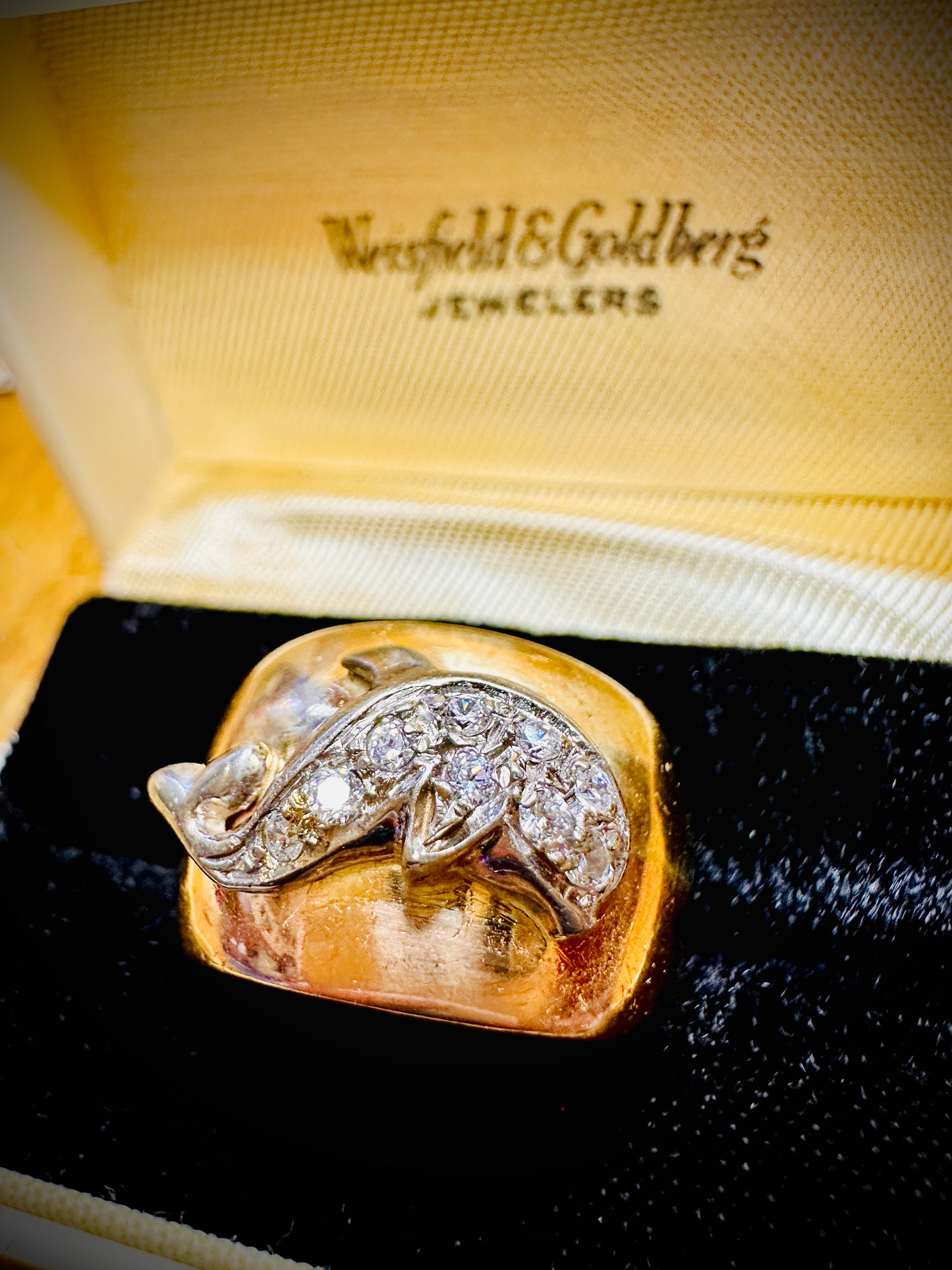Vintage Diamond Porpoise Tri-Tone Ring