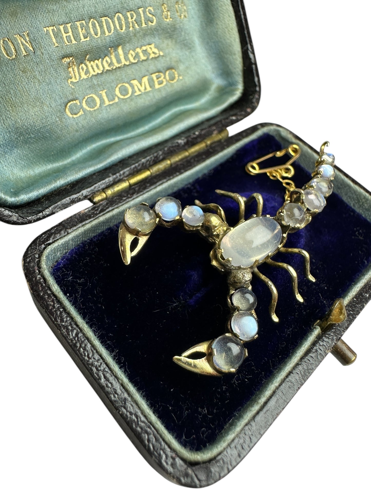 Antique Moonstone Scorpion Brooch