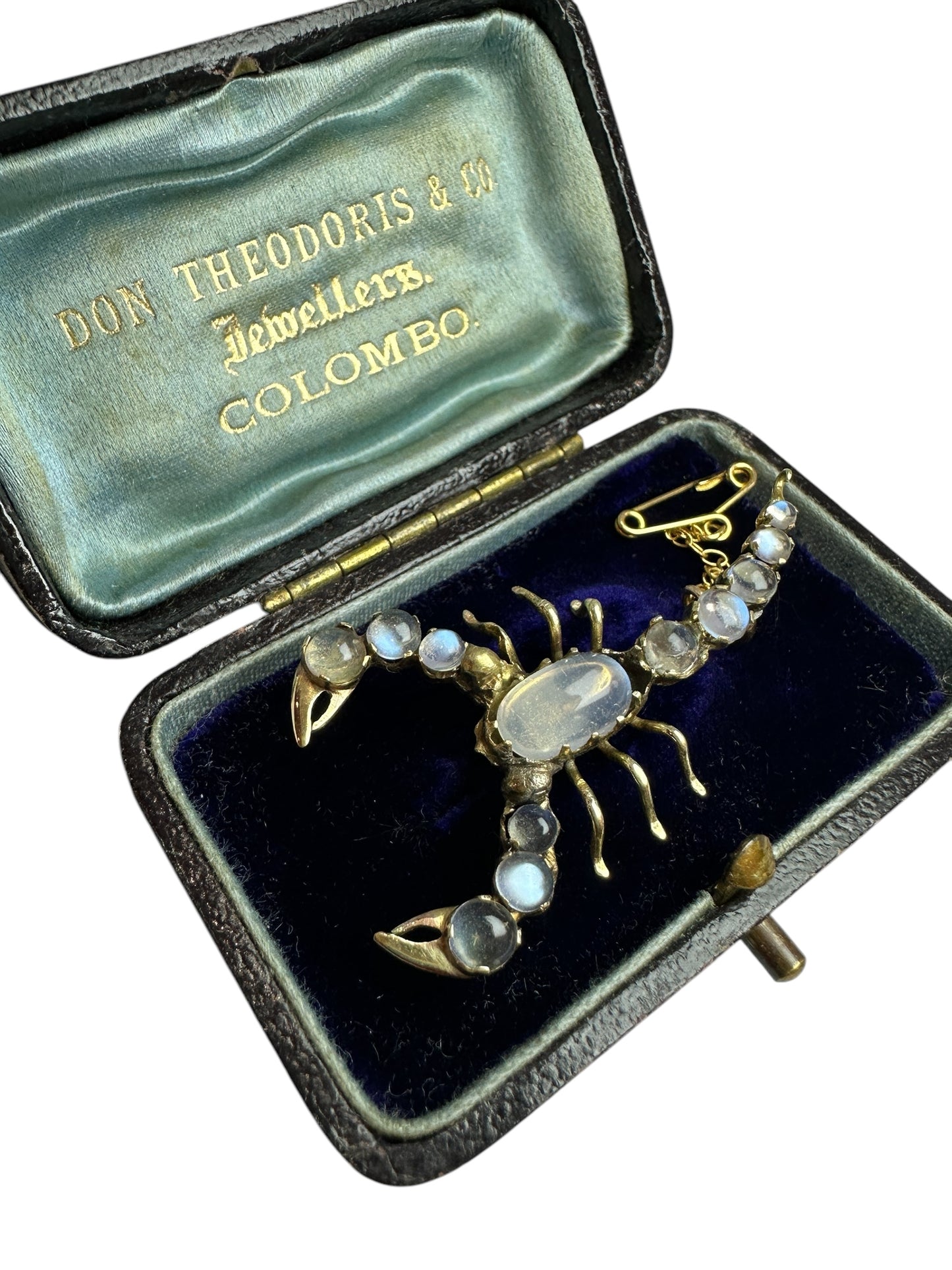 Antique Moonstone Scorpion Brooch