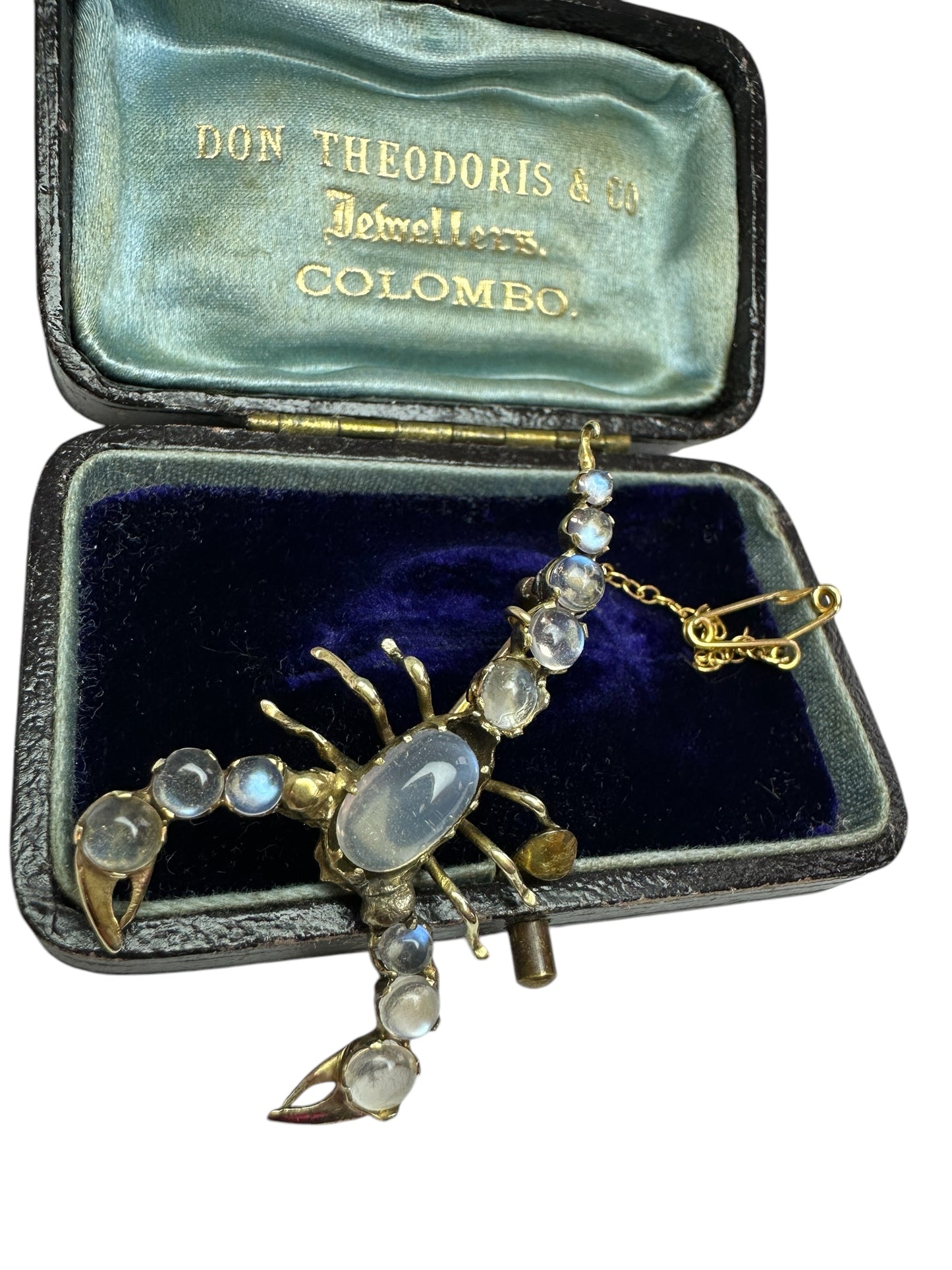 Antique Moonstone Scorpion Brooch