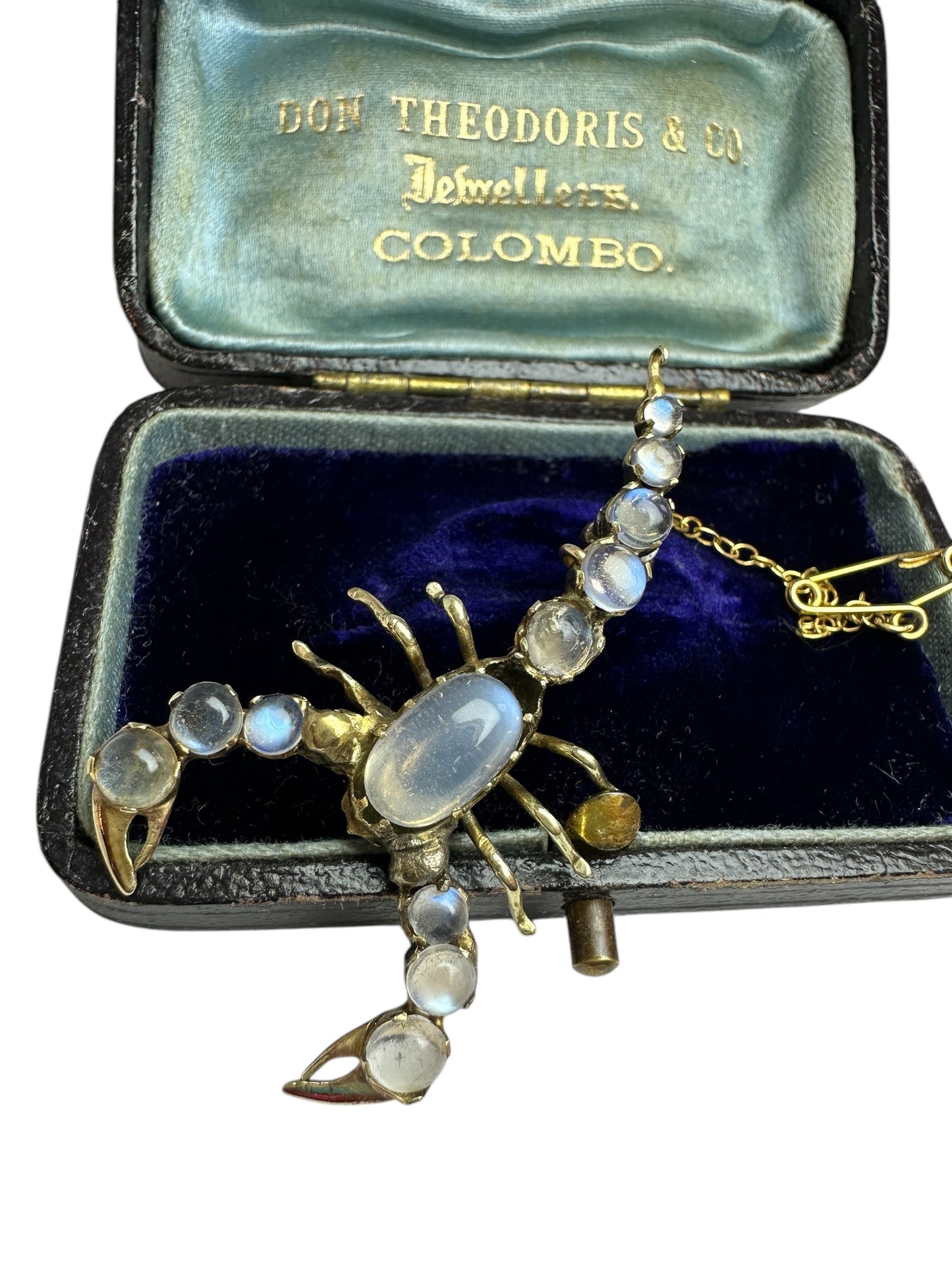 Antique Moonstone Scorpion Brooch