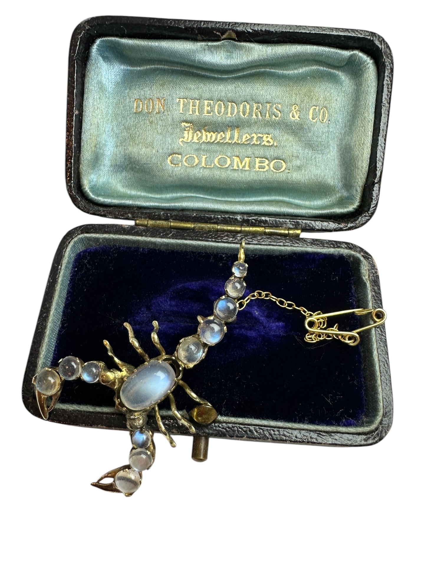 Antique Moonstone Scorpion Brooch