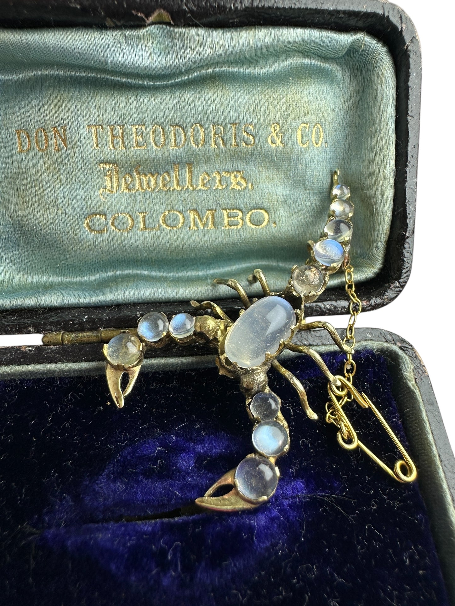 Antique Moonstone Scorpion Brooch