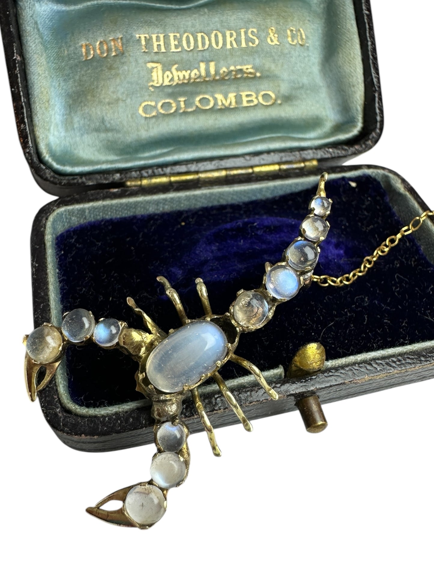 Antique Moonstone Scorpion Brooch