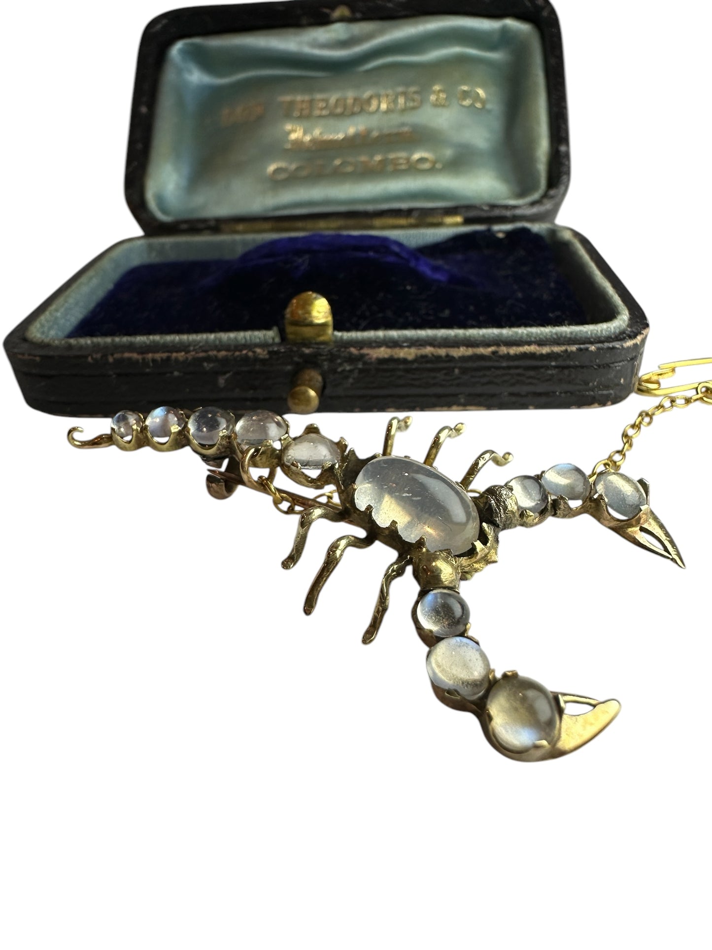 Antique Moonstone Scorpion Brooch