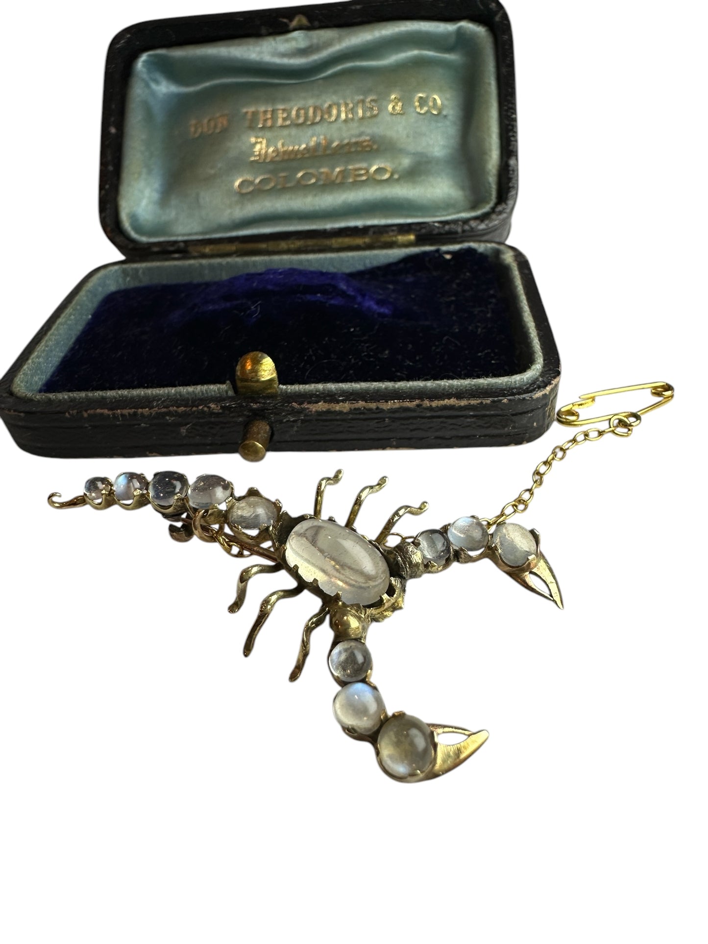 Antique Moonstone Scorpion Brooch
