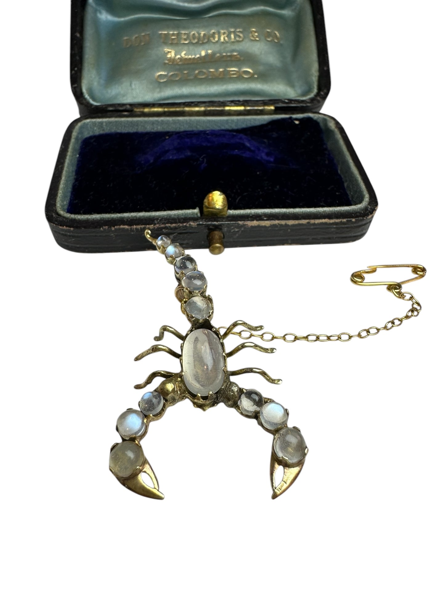Antique Moonstone Scorpion Brooch