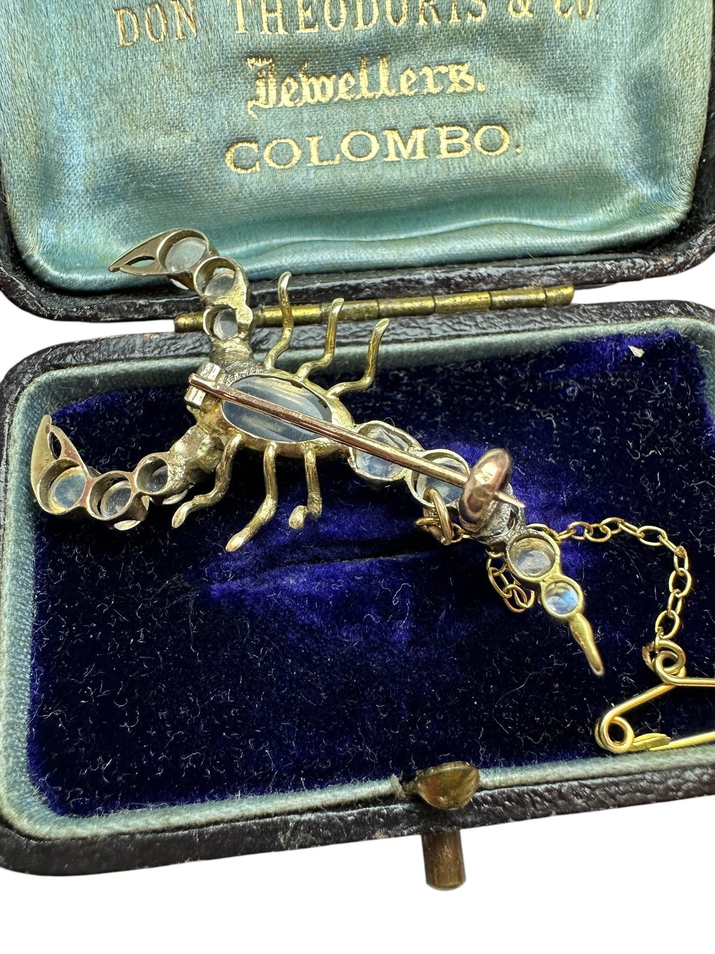 Antique Moonstone Scorpion Brooch