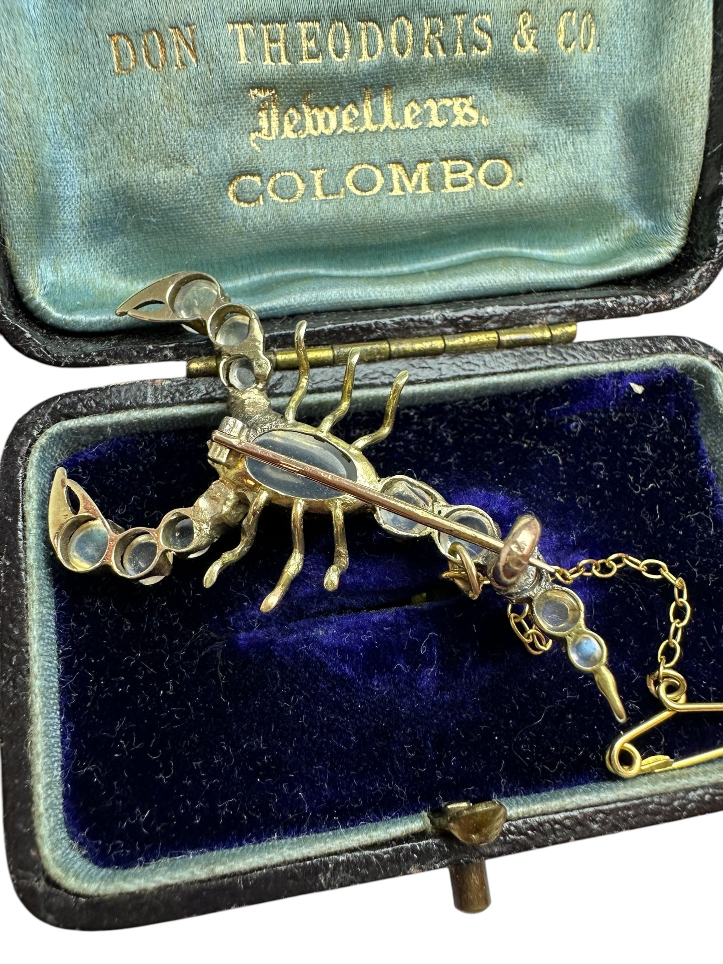 Antique Moonstone Scorpion Brooch