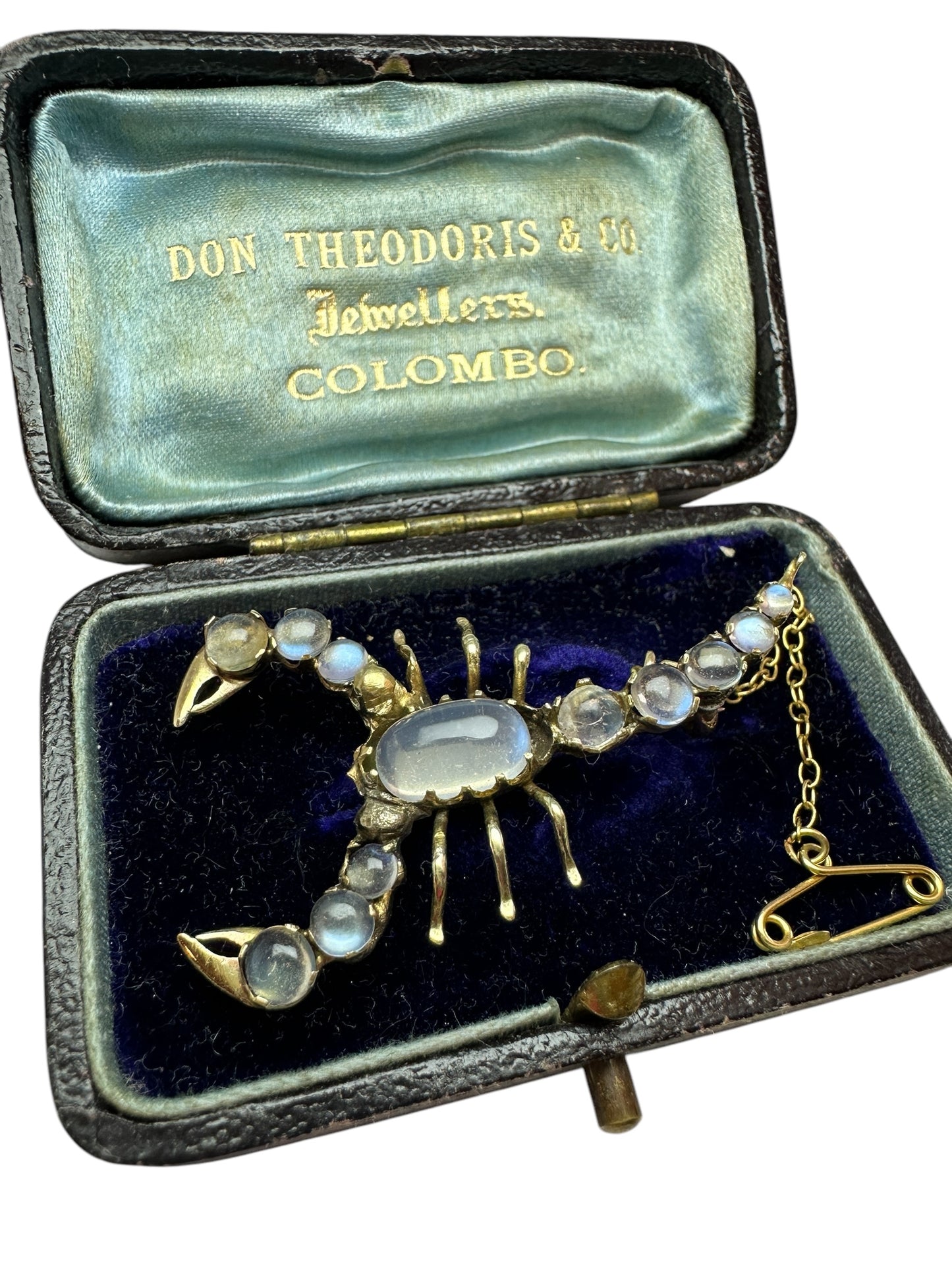 Antique Moonstone Scorpion Brooch
