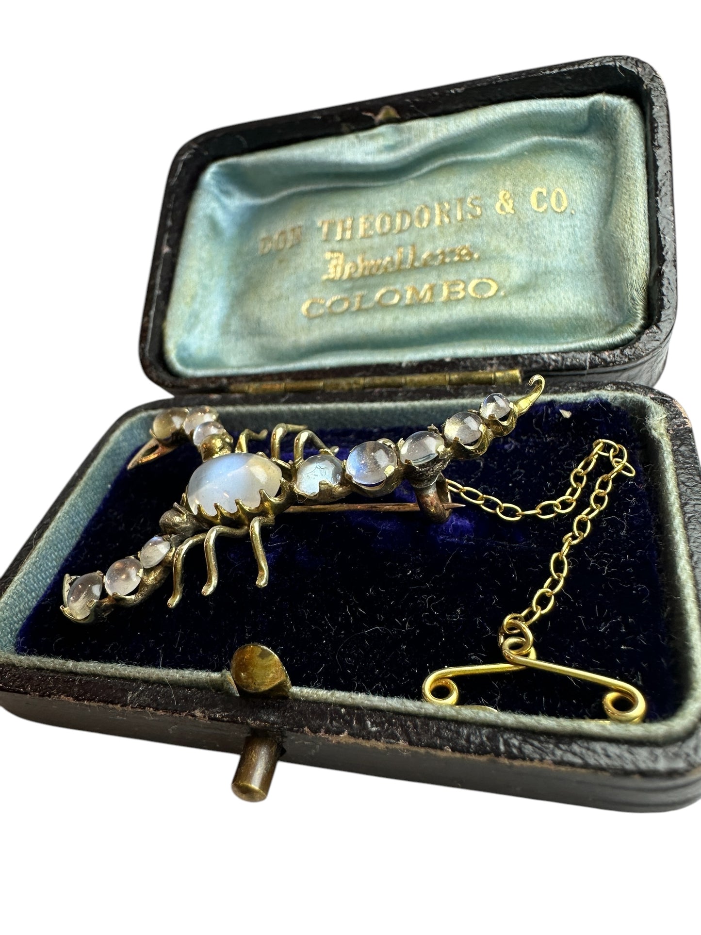 Antique Moonstone Scorpion Brooch