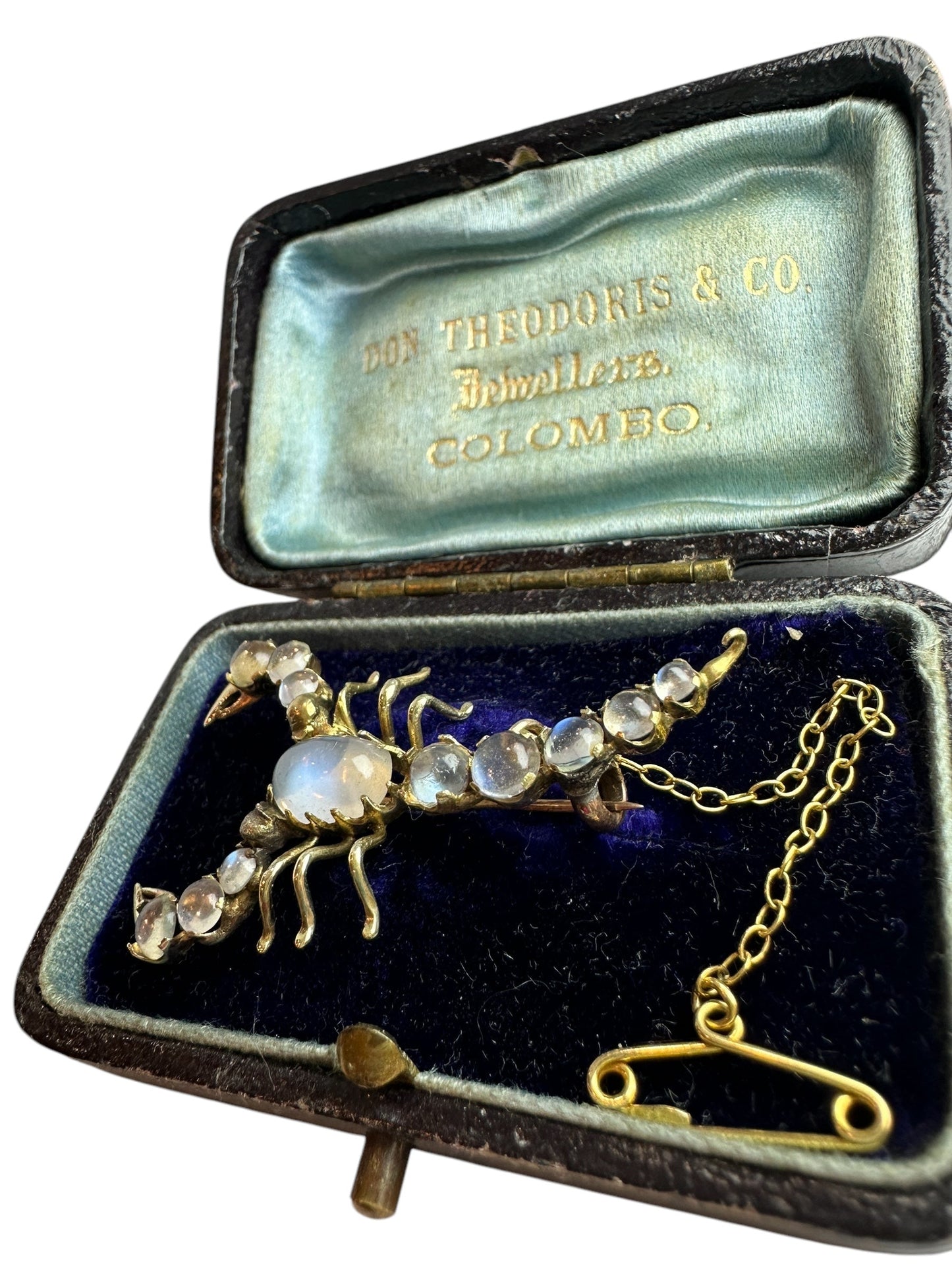 Antique Moonstone Scorpion Brooch