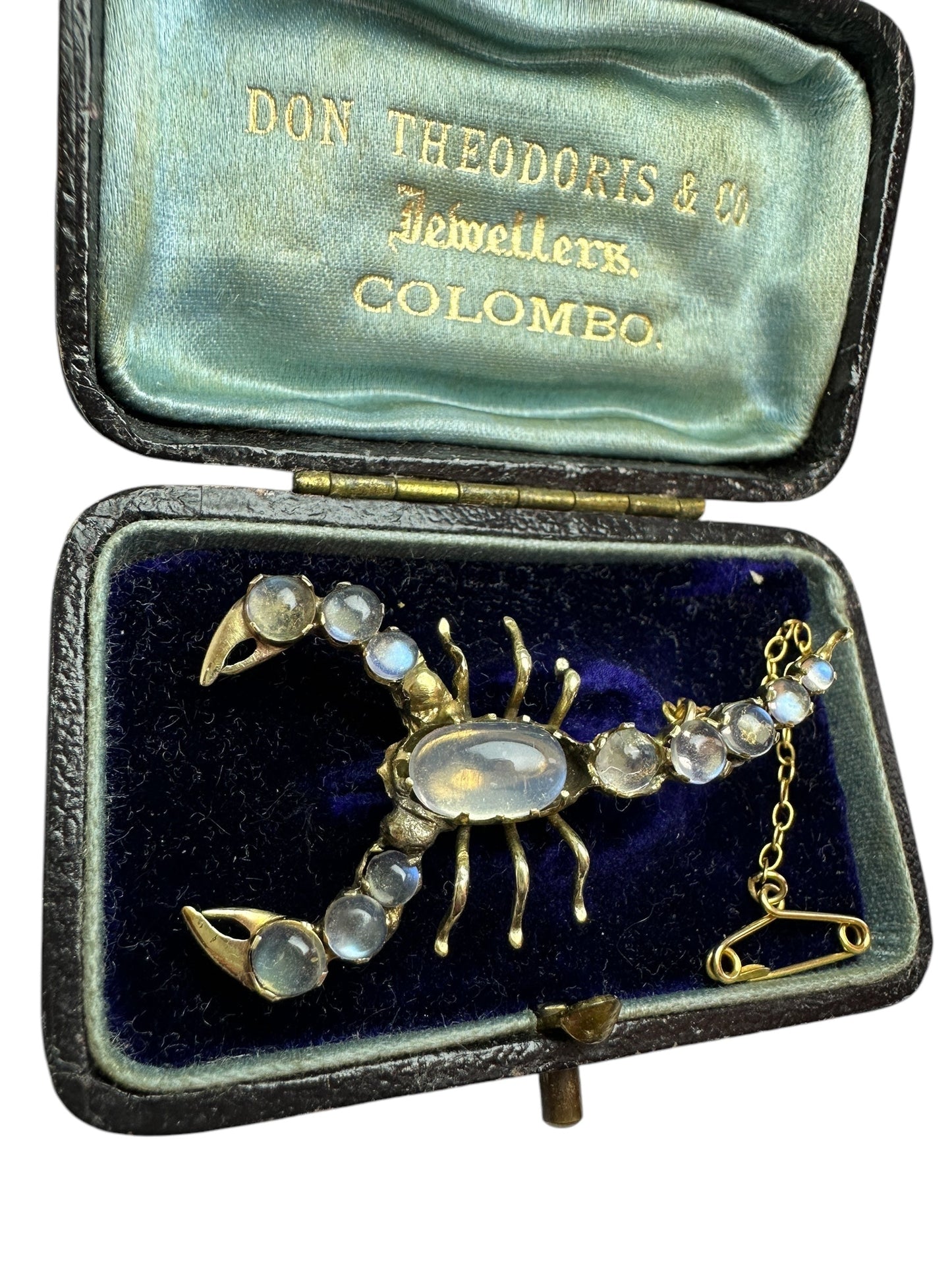 Antique Moonstone Scorpion Brooch