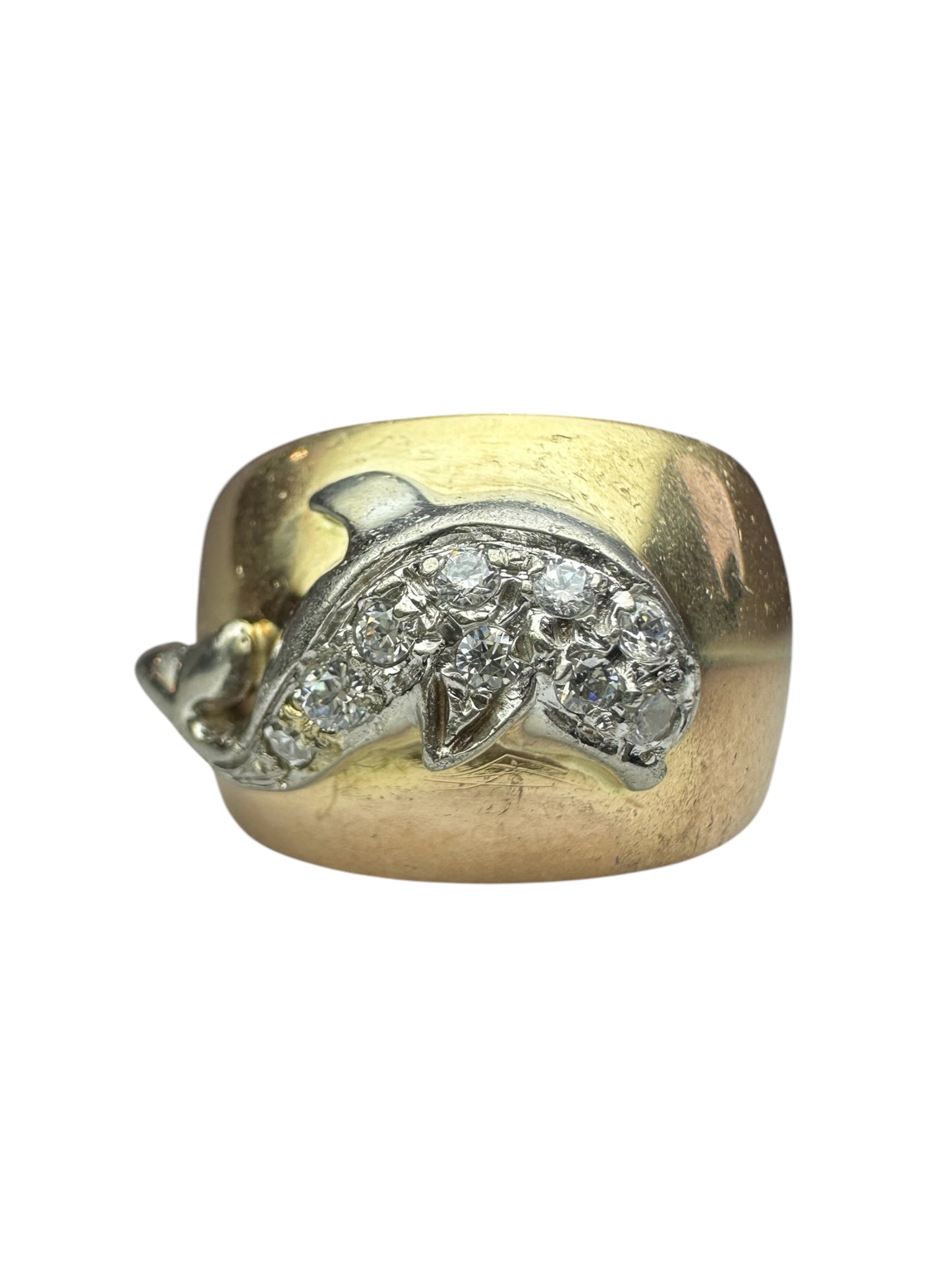 Vintage Diamond Porpoise Tri-Tone Ring