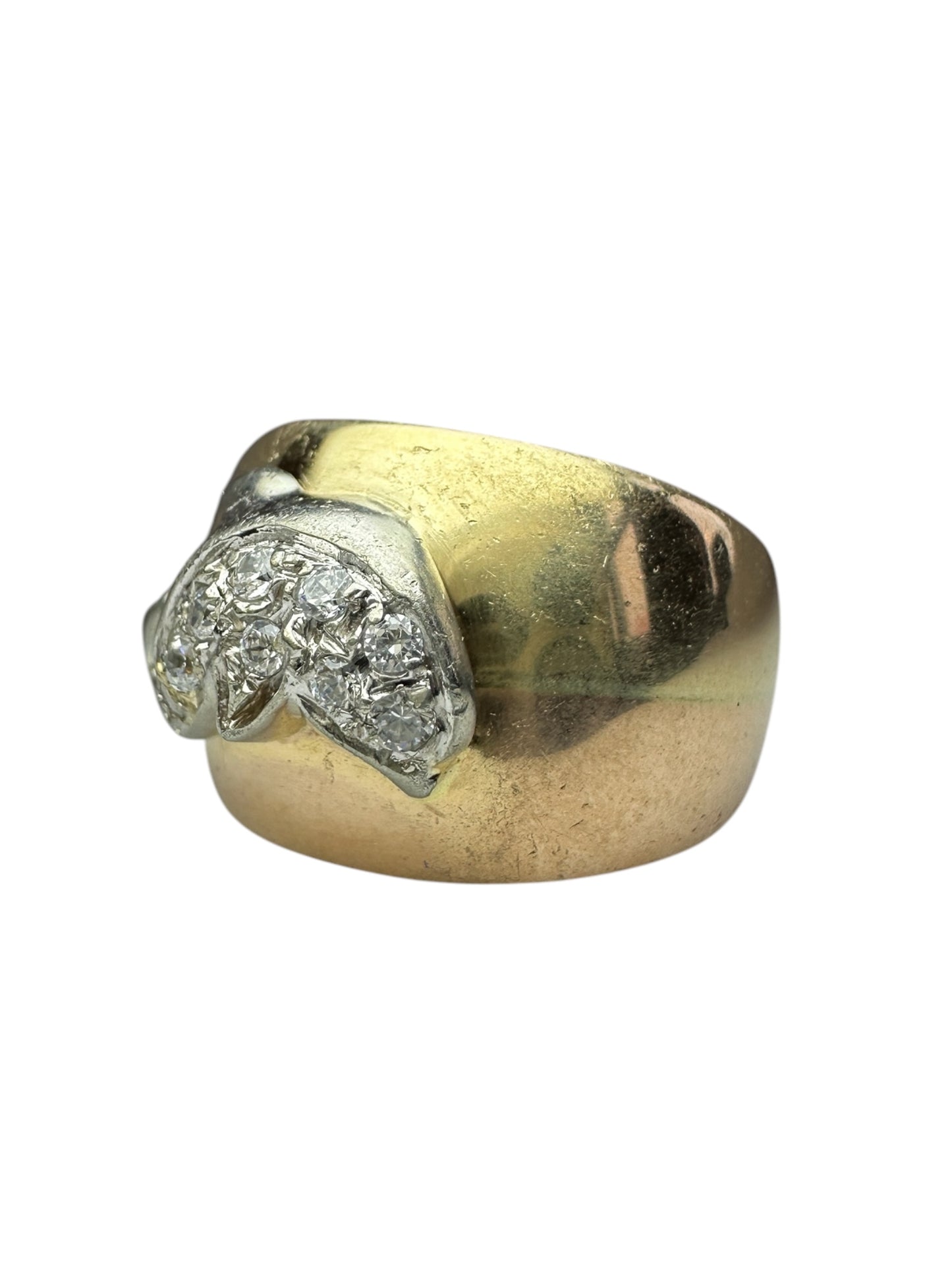 Vintage Diamond Porpoise Tri-Tone Ring