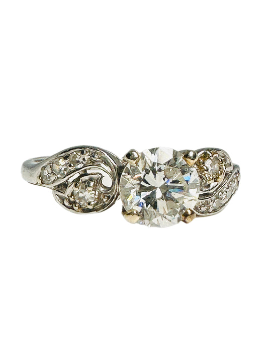 Antique Platinum and Old European Diamond Engagement Ring