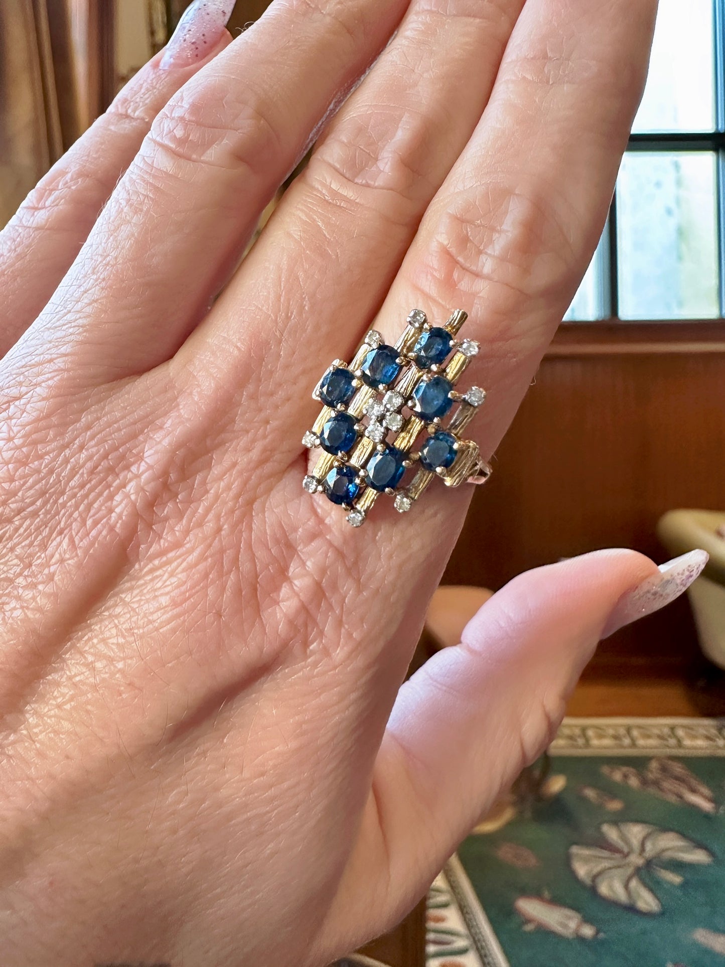 Brutalist Vintage Sapphire Ring