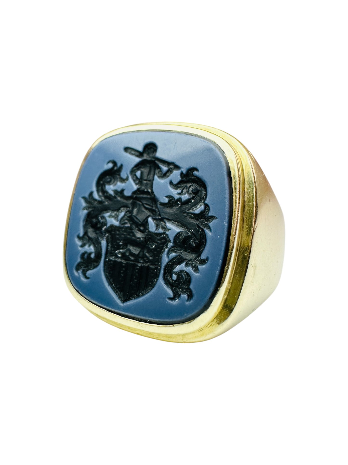 Banded Agate Intaglio Vintage Signet Ring