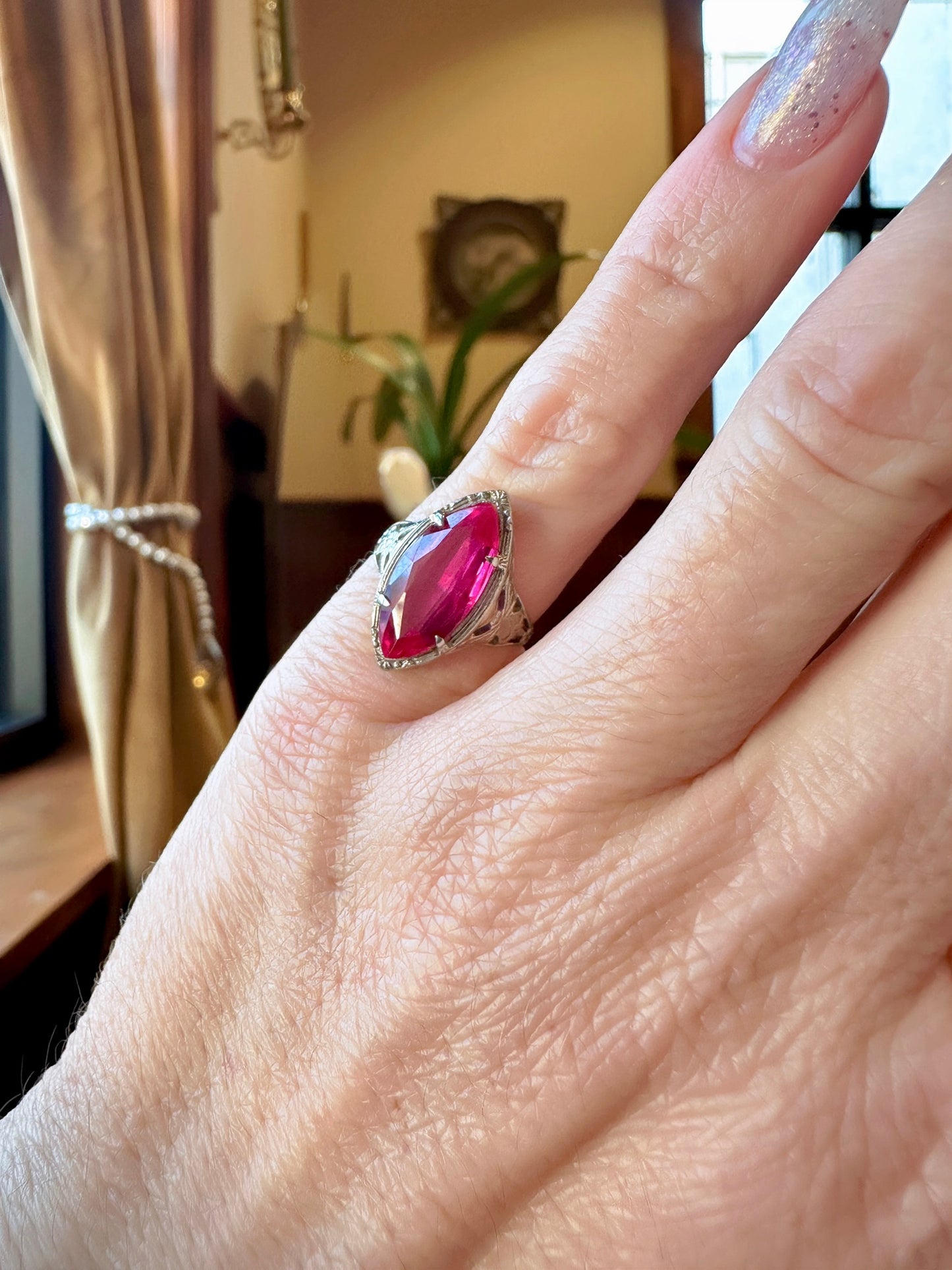 Vintage Synthetic Ruby Ring