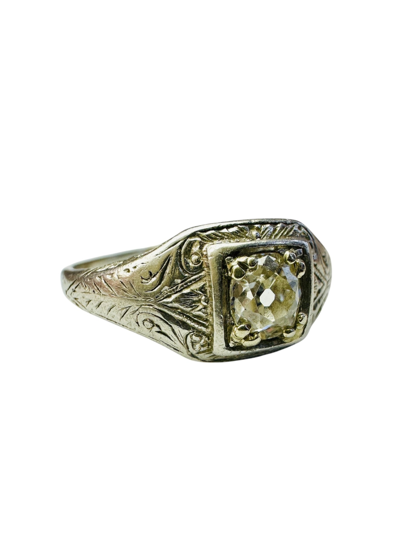 Antique Platinum Old Mine Cut Diamond Ring