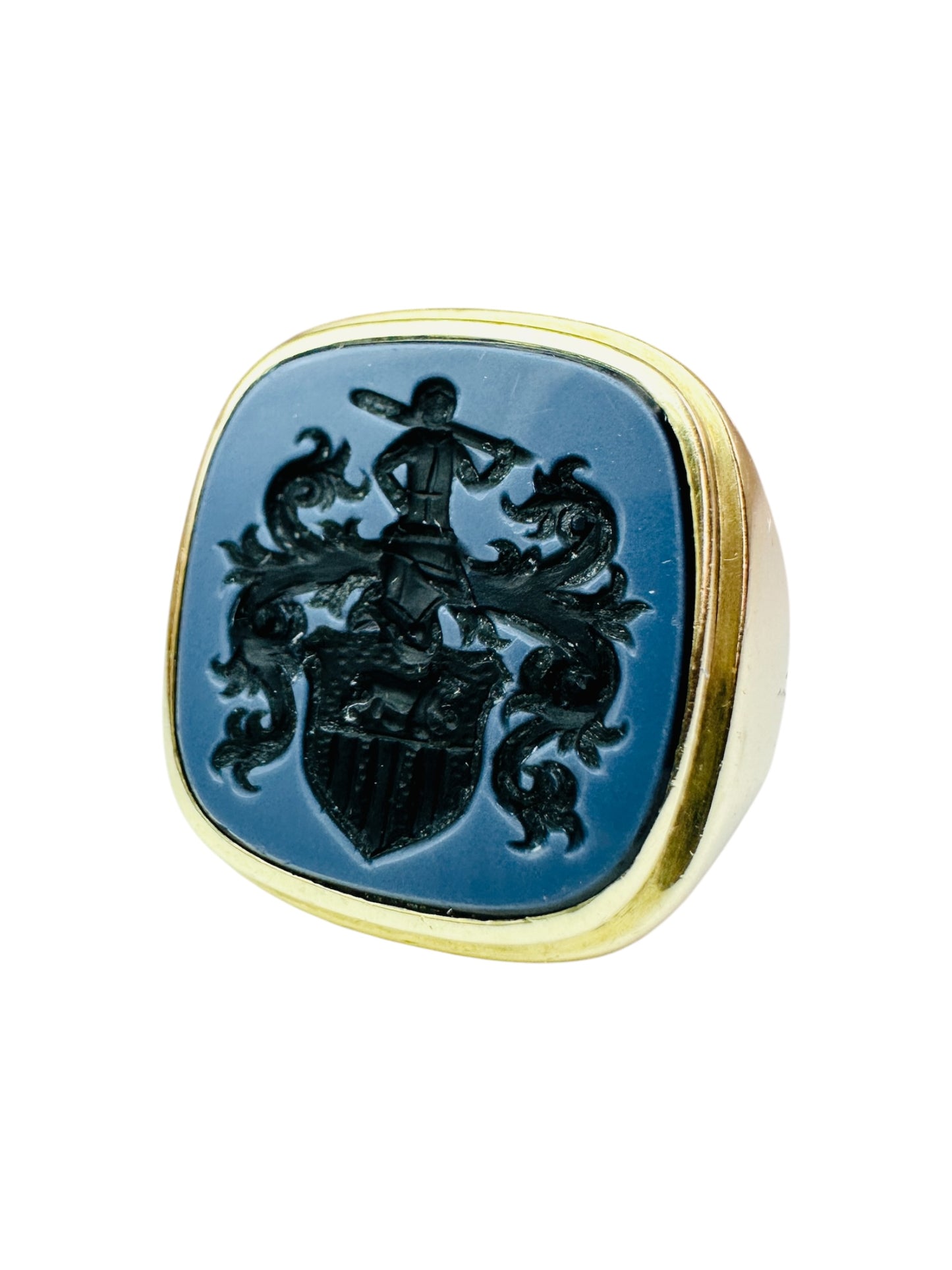 Banded Agate Intaglio Vintage Signet Ring