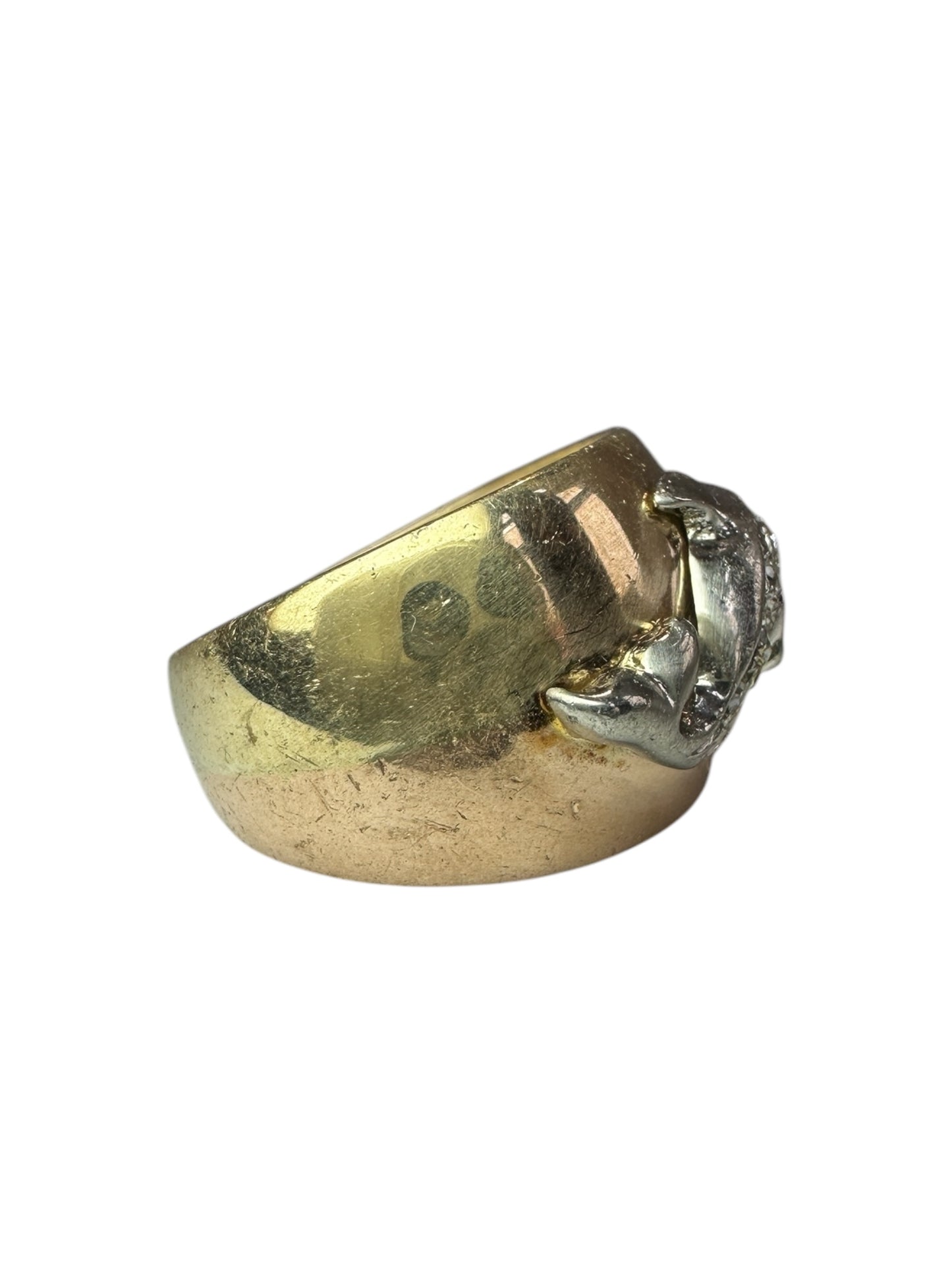 Vintage Diamond Porpoise Tri-Tone Ring